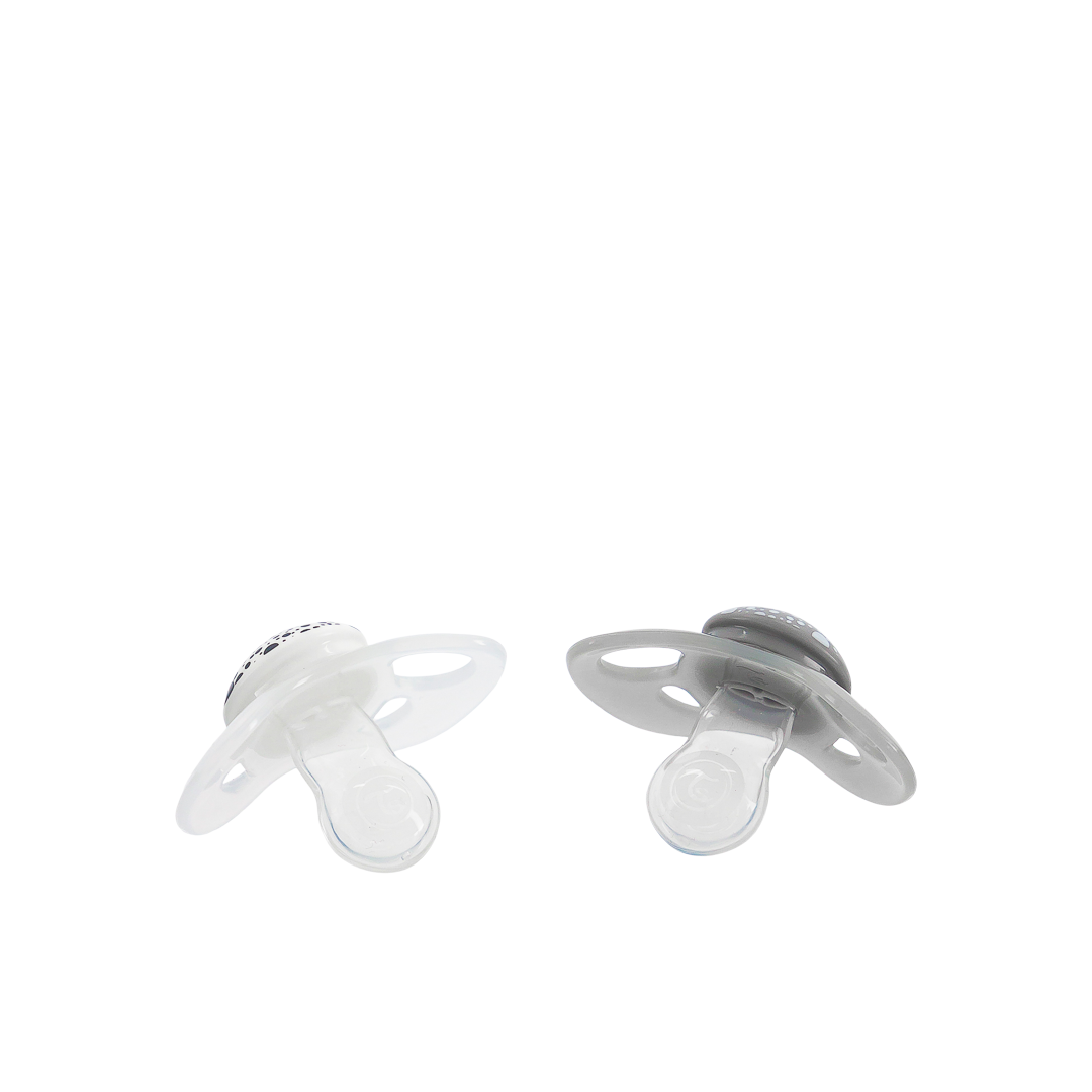 Pacifier 0-6m Pastel Grey White x2